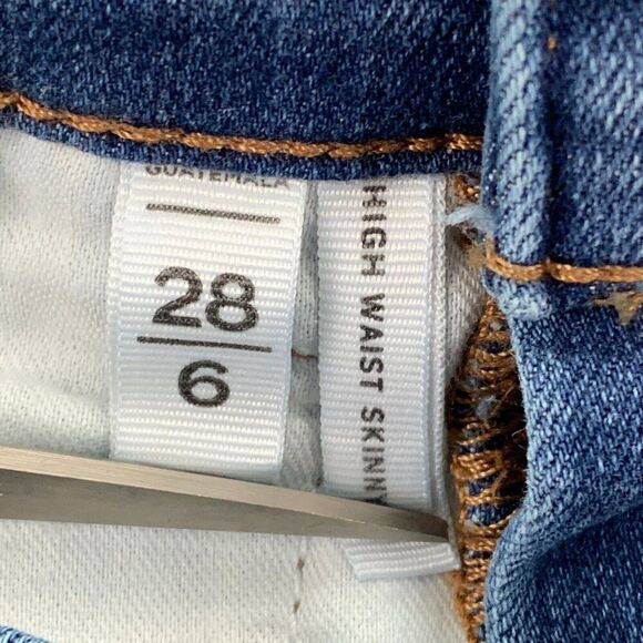 LOFT  Jeans 28 6 High Waist Skinny Medium Wash Inseam 27" Stretch Button Fly - Picture 8 of 9